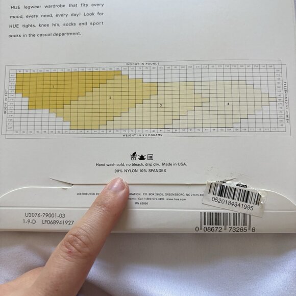 NEW Vintage HUE Womens 3 Black Sheer Control Top Pantyhose #2076 Made In USA - Picture 4 of 6